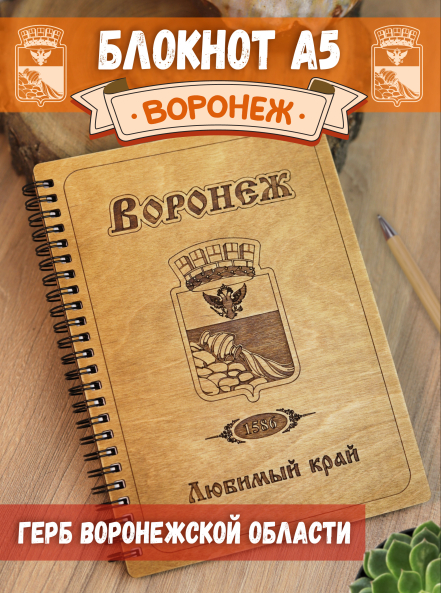 Блокнот А5 недатированный в линейку "Воронеж - любимый край"