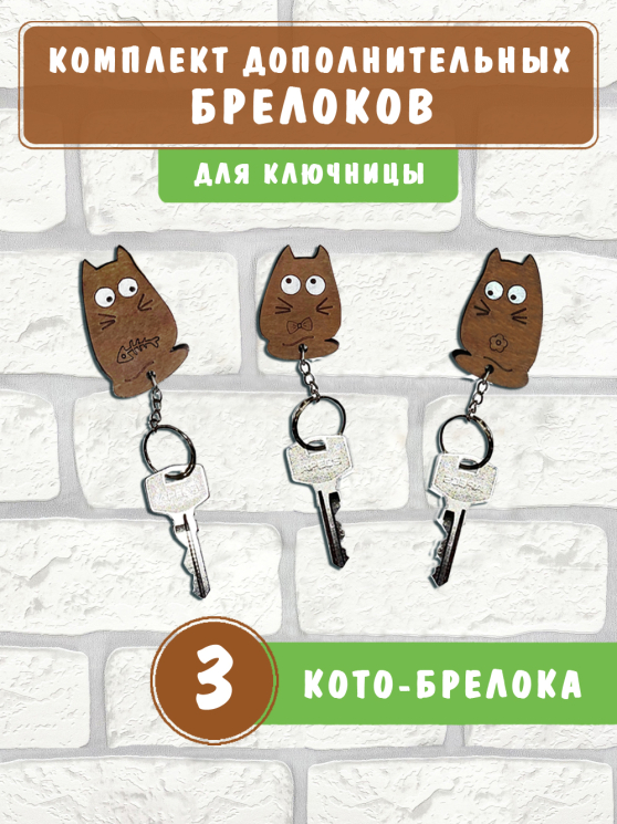 Брелоки для настенной ключницы "3 Кота"