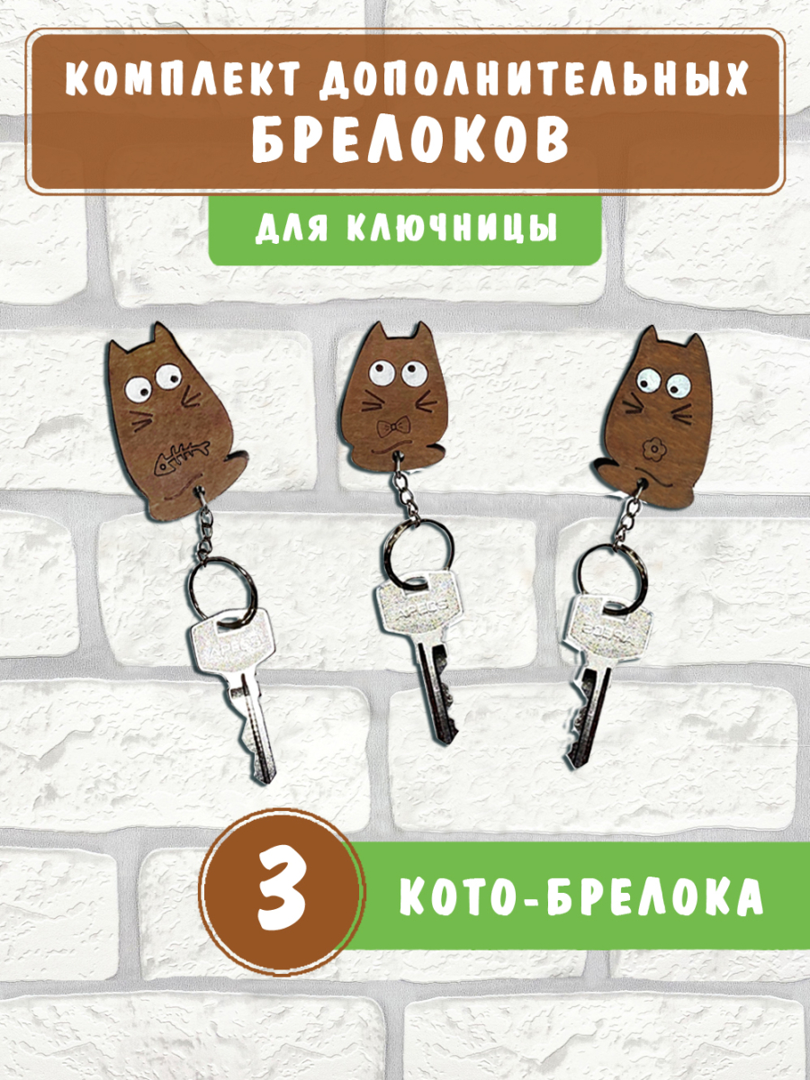 Брелоки для настенной ключницы "3 Кота"