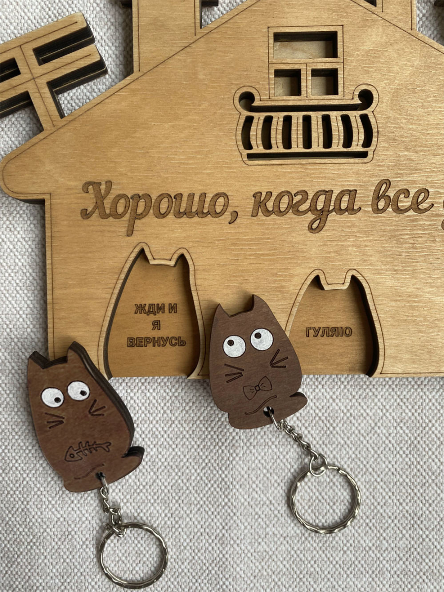 Ключница "Хорошо, когда все дома!" 4 ключа — изображение 5