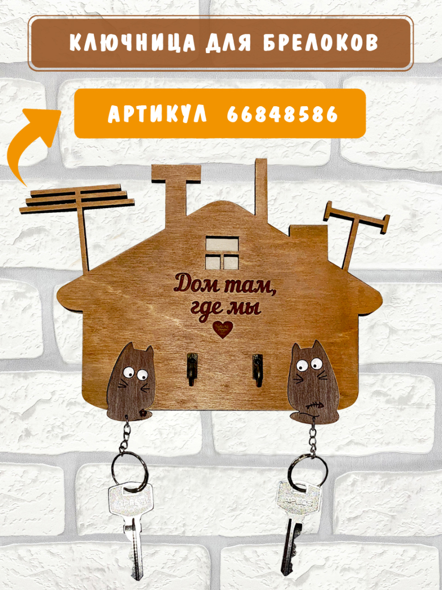 Брелоки для настенной ключницы "2 Кота" — изображение 2