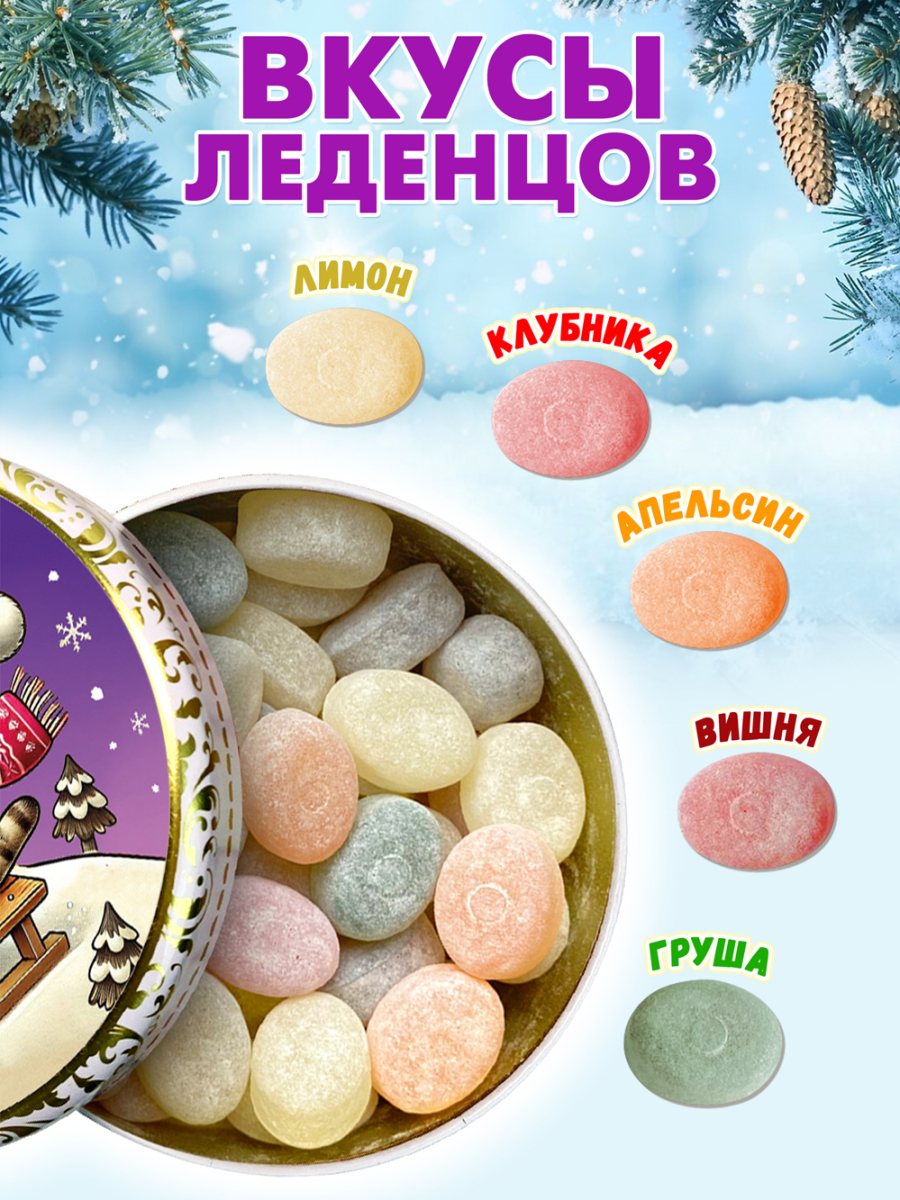 Карамель леденцовая в жестяной банке «Новогодние Кот», 180 г — изображение 2