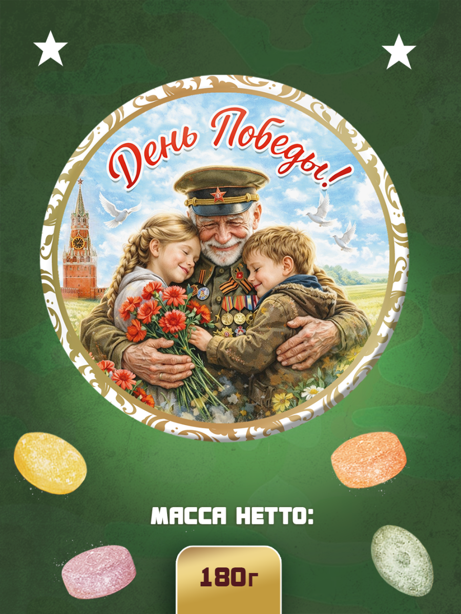 Карамель леденцовая в жестяной банке «С Днём Победы 4», 180 г — изображение 2