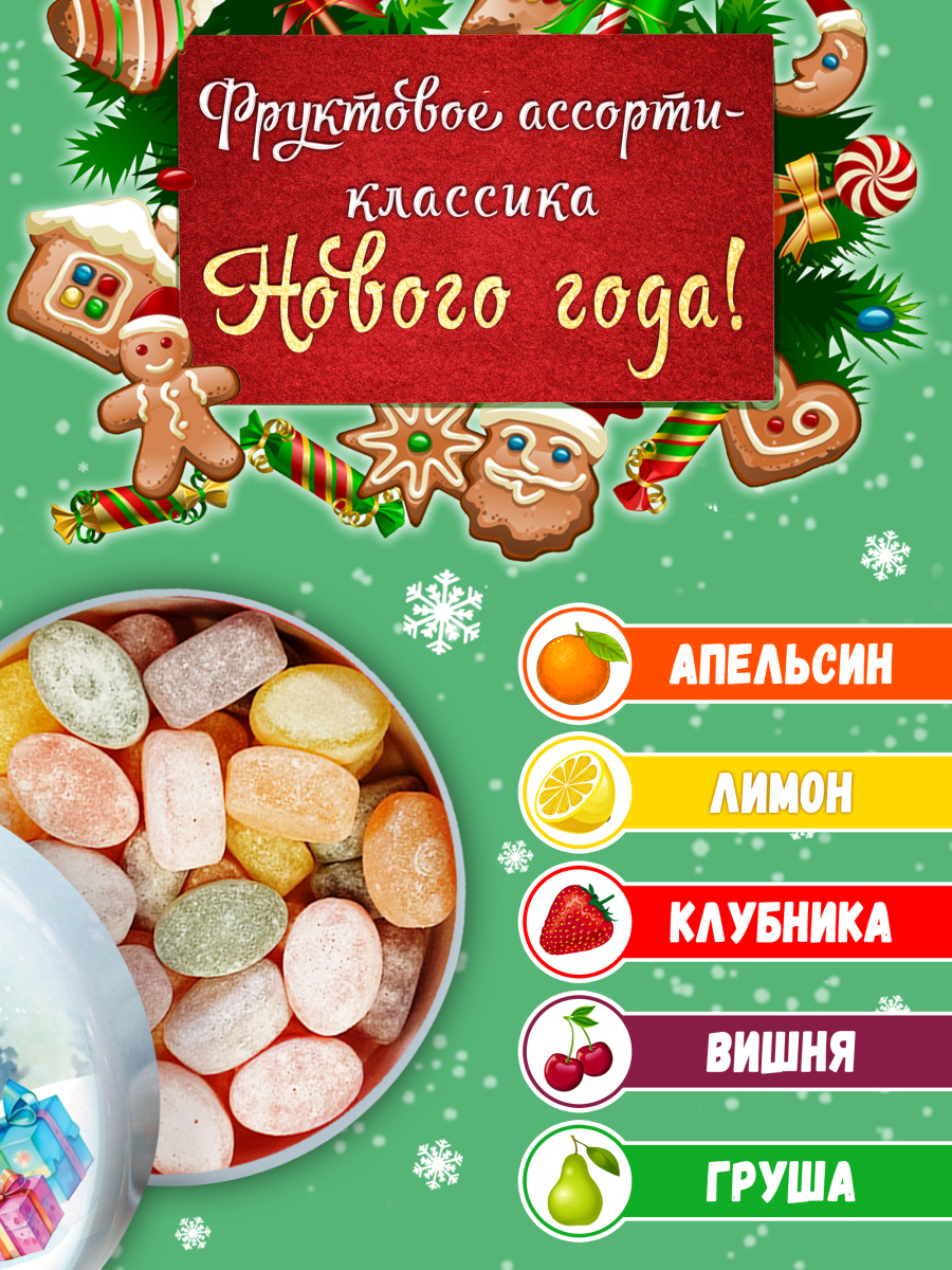 Карамель леденцовая в жестяной банке «Новогодние Мишка», 180 г — изображение 2