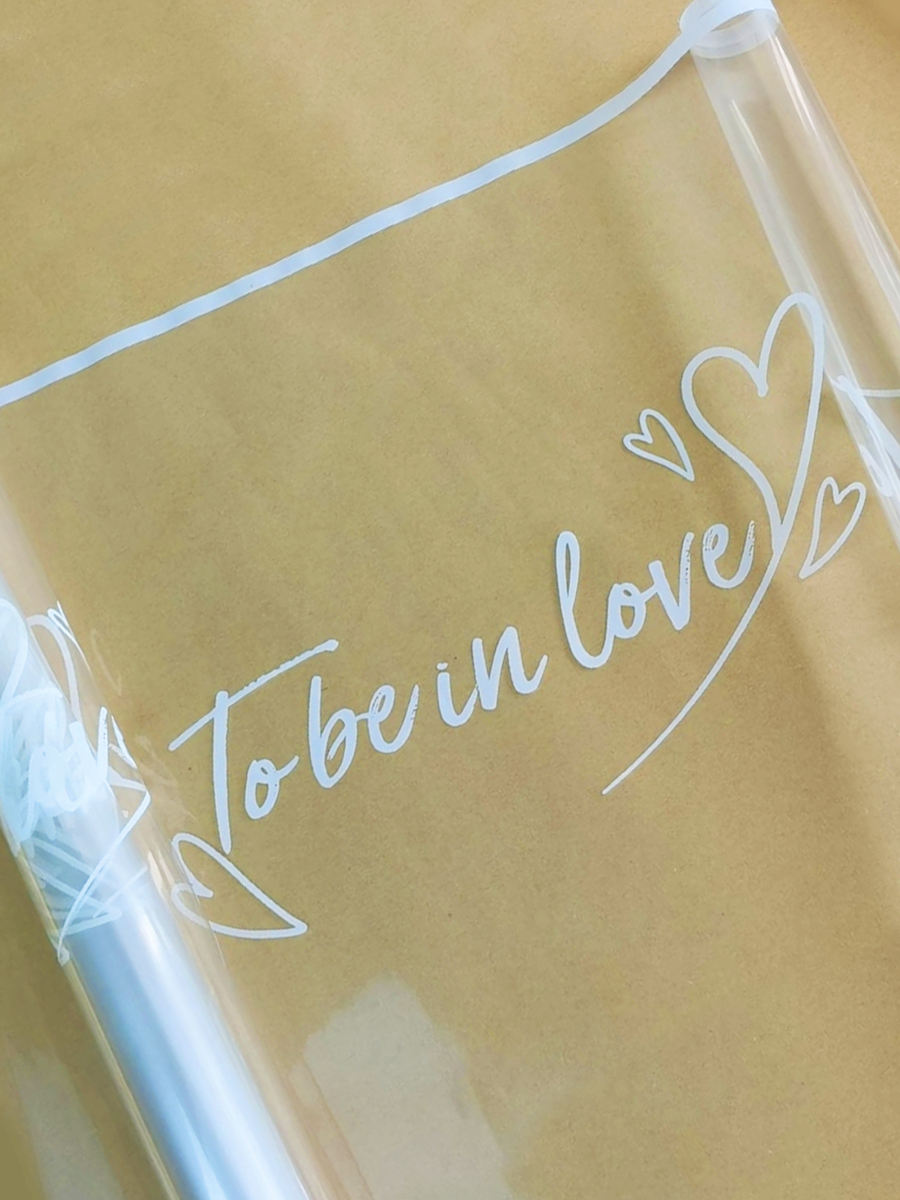 Пленка флористическая упаковочная подарочная "To be in love" белый для упаковки подарков и цветов 60см / 10м — изображение 2